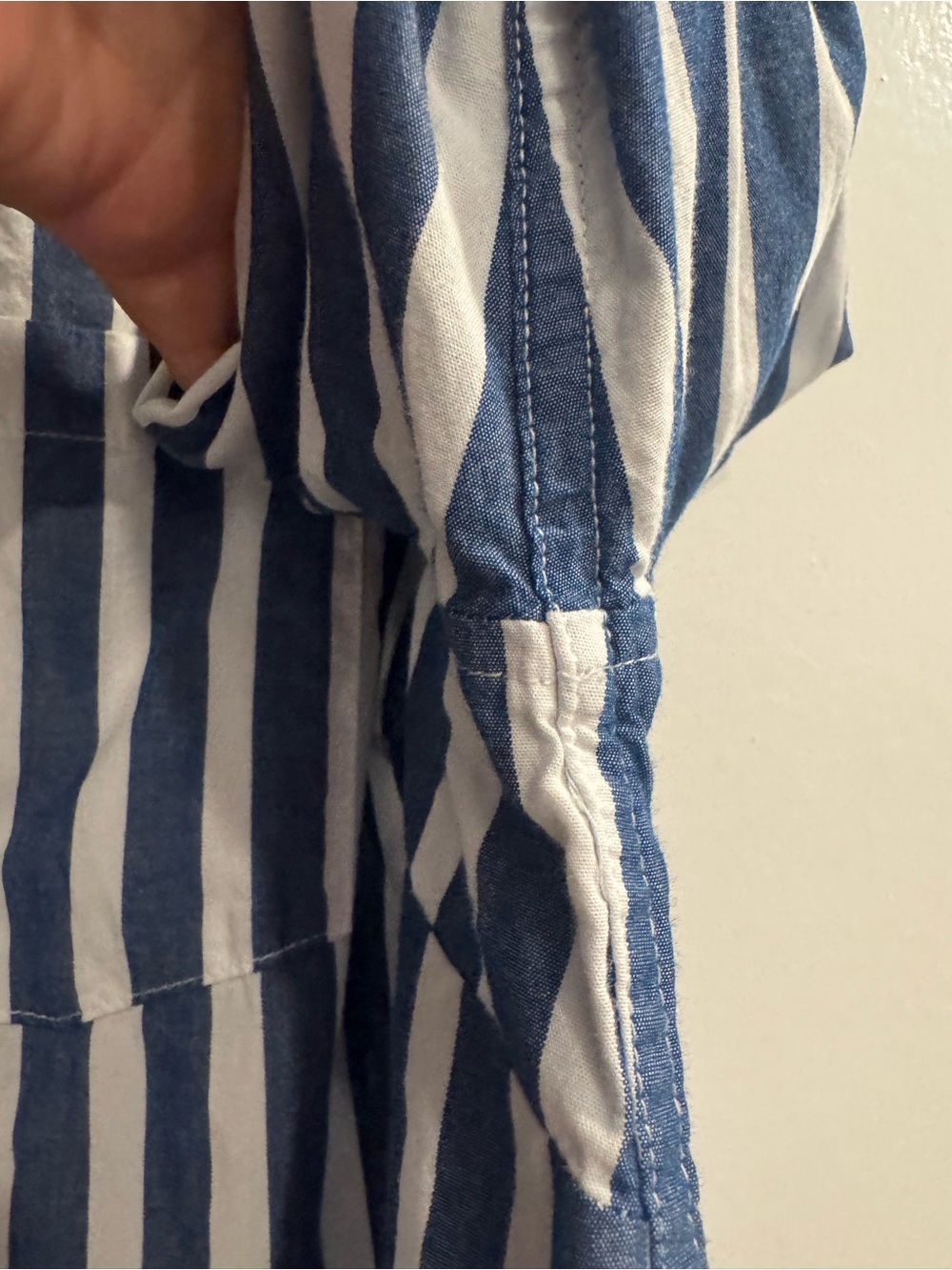 GAP Navy & White Striped Collared Shirt XXL Classic Cotton Preppy Casual - Picture 4 of 7